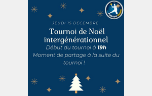 Tournoi de Noël intergénérationnel - jeudi 15 décembre à partir de 19h