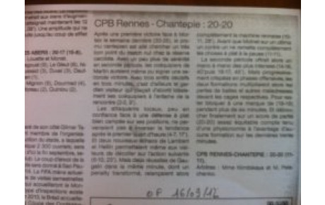 Résultat du 15 septembre 2012